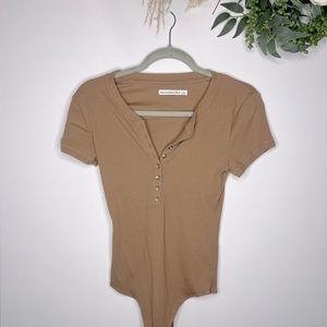 Abercrombie ribbed polo bodysuit